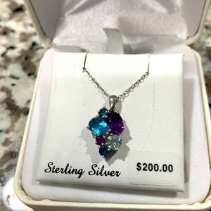 Amethyst and White Sapphire Sterling Silver Necklace